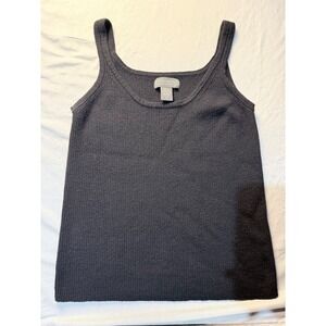 Banana Republic Extra Fine Italian Merino Wool Tank Top Charcoal Gray XL Ribbed